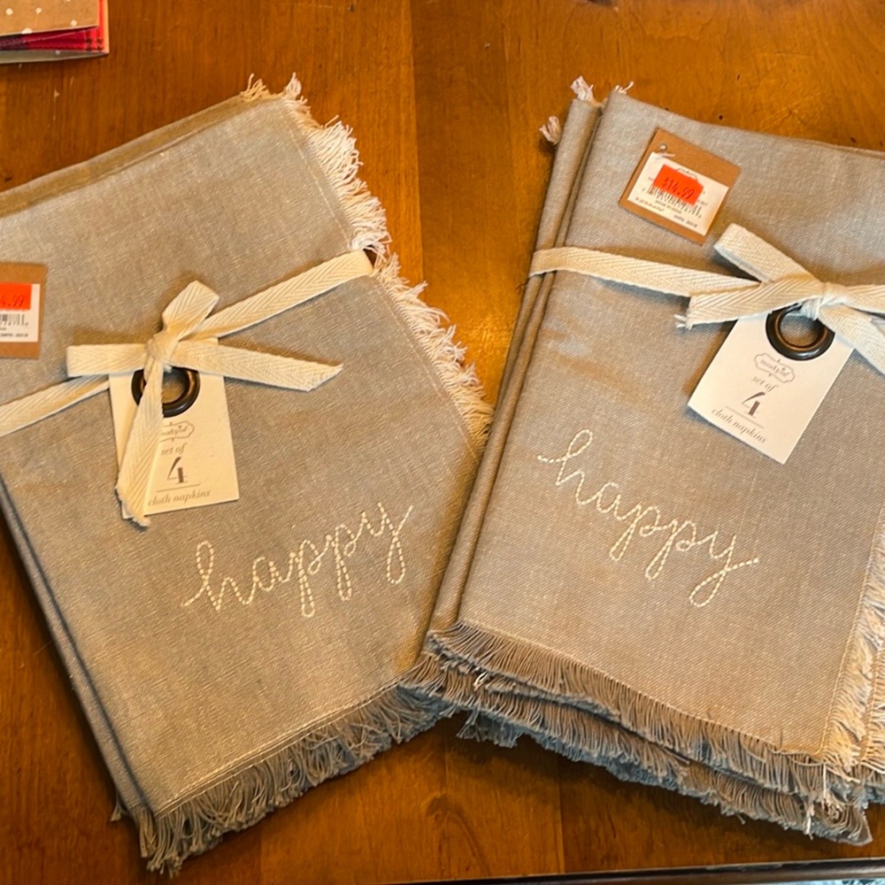 Mudpie “happy” embroidered napkins.